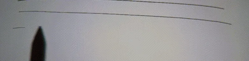 A slow motion video of inking on a Pixel Tablet (60hz display)